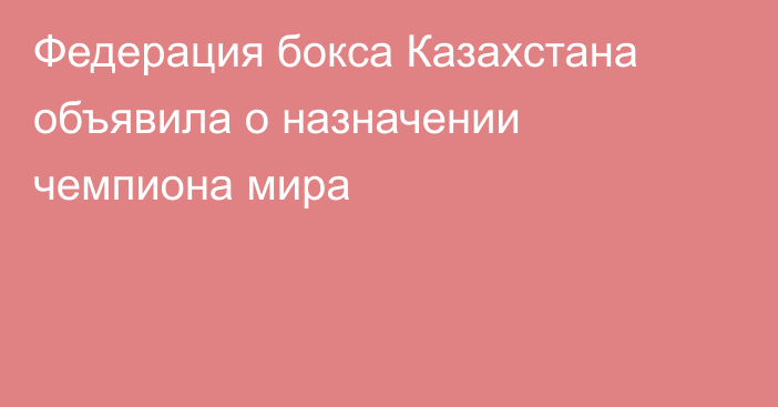 Федерация бокса Казахстана объявила о назначении чемпиона мира