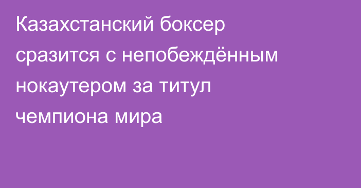 Казахстанский боксер сразится с непобеждённым нокаутером за титул чемпиона мира