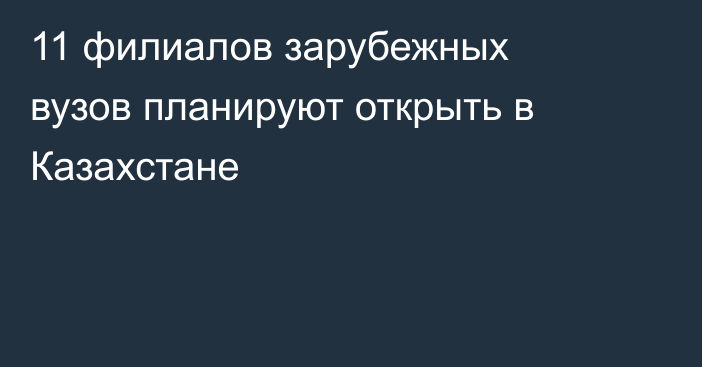 11 филиалов зарубежных вузов планируют открыть в Казахстане