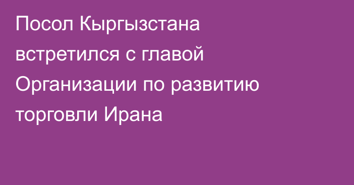 Посол Кыргызстана встретился с главой Организации по развитию торговли Ирана