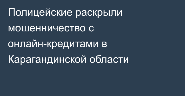 Полицейские раскрыли мошенничество с онлайн-кредитами в Карагандинской области